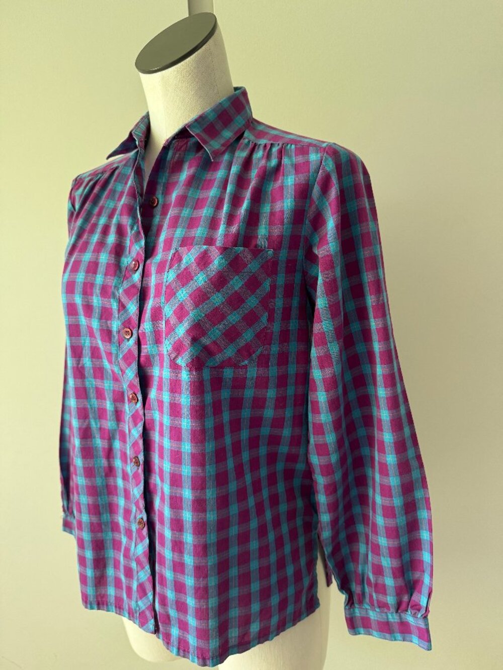 Vintage 80s Preppy Plaid Button Down - S - Picture 2 of 10